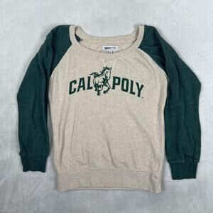 Cal Poly Mustangs Sweatshirt Womens Medium Beige NCAA College Techstyles Raglan